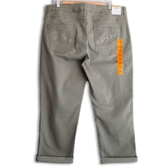 SANTANA JEANS Tummy Control Cropped Casual Capri Pants Green Sz 16 - Picture 7 of 13